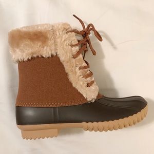 Furry duck boots